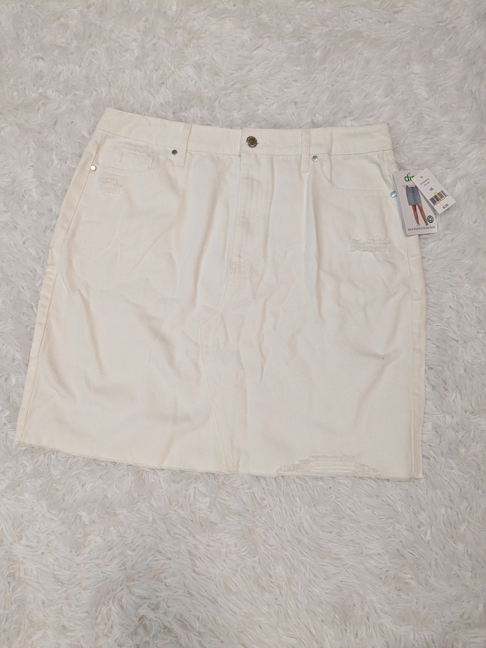 dip Cream Denim Mini Skirt